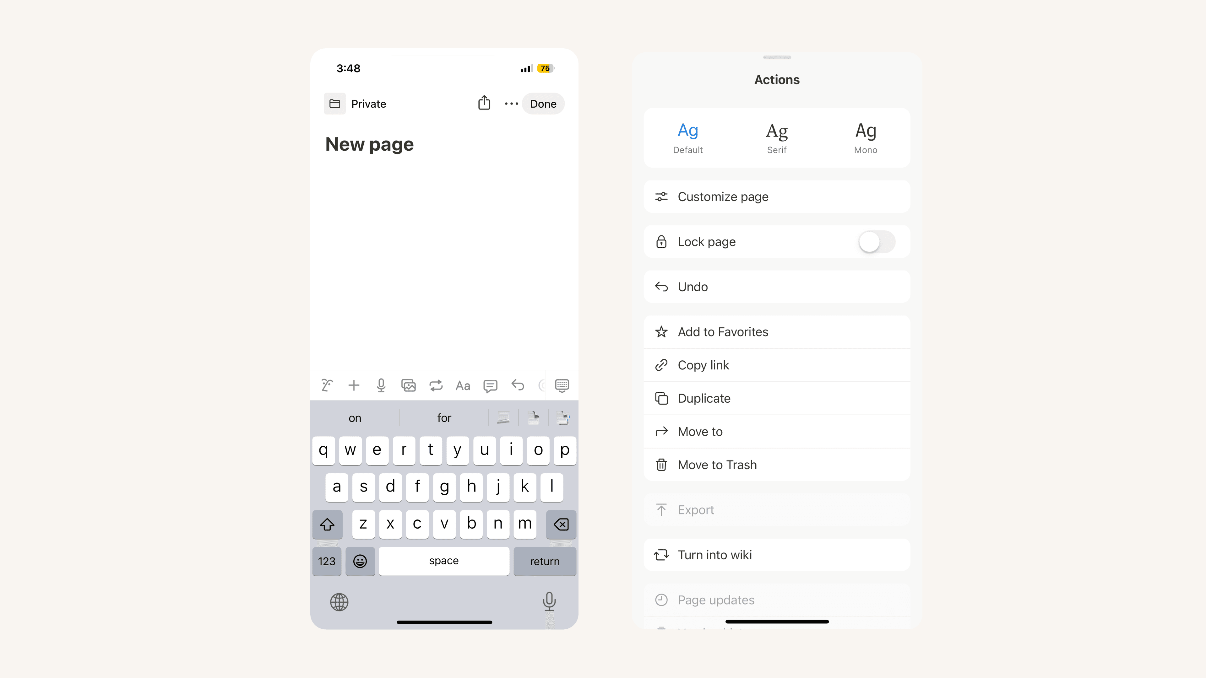 Menu ••• em dispositivos móveis
