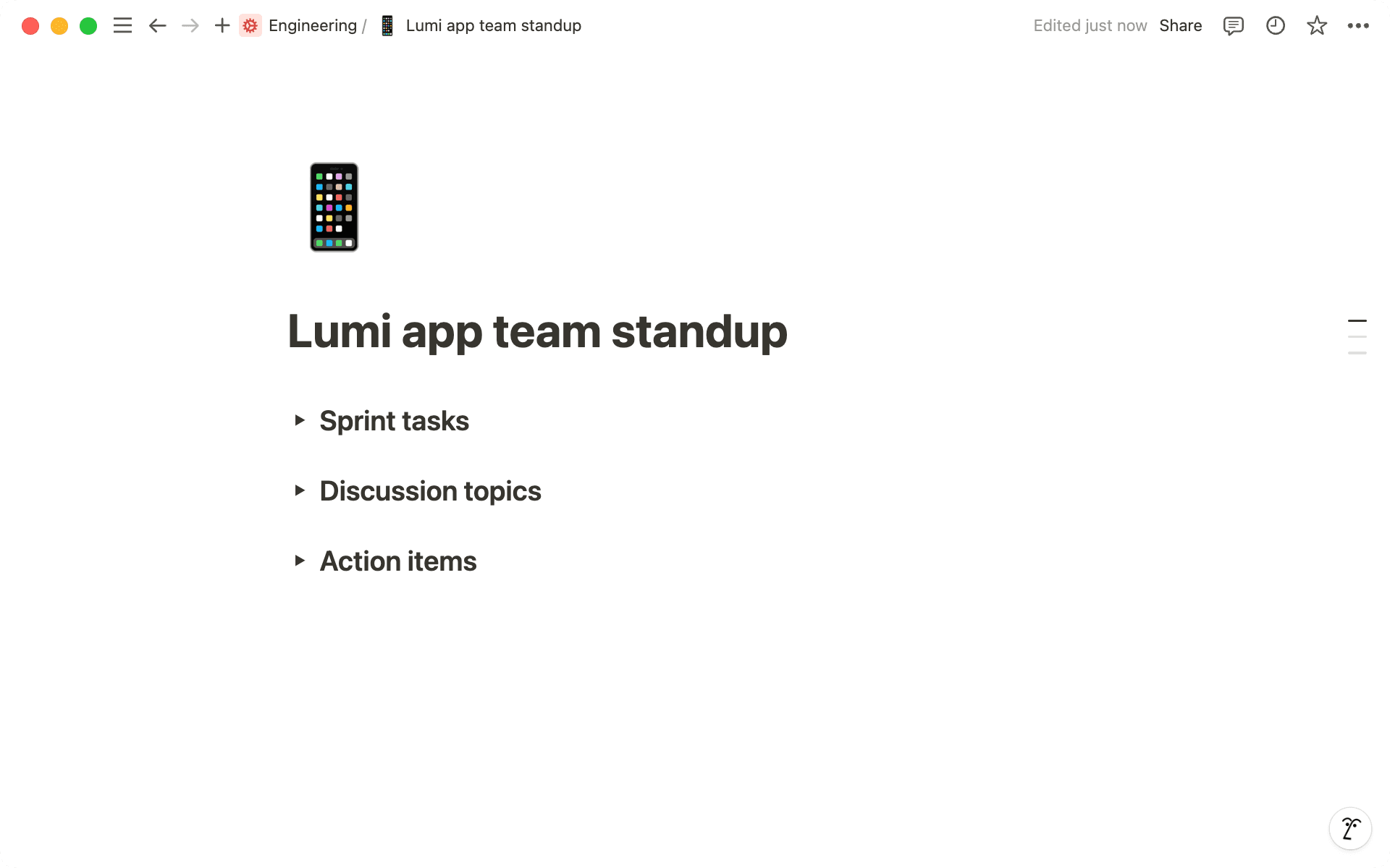 Adicione blocos que atendam às necessidades da sua equipe para personalizar a página de anotações da reunião