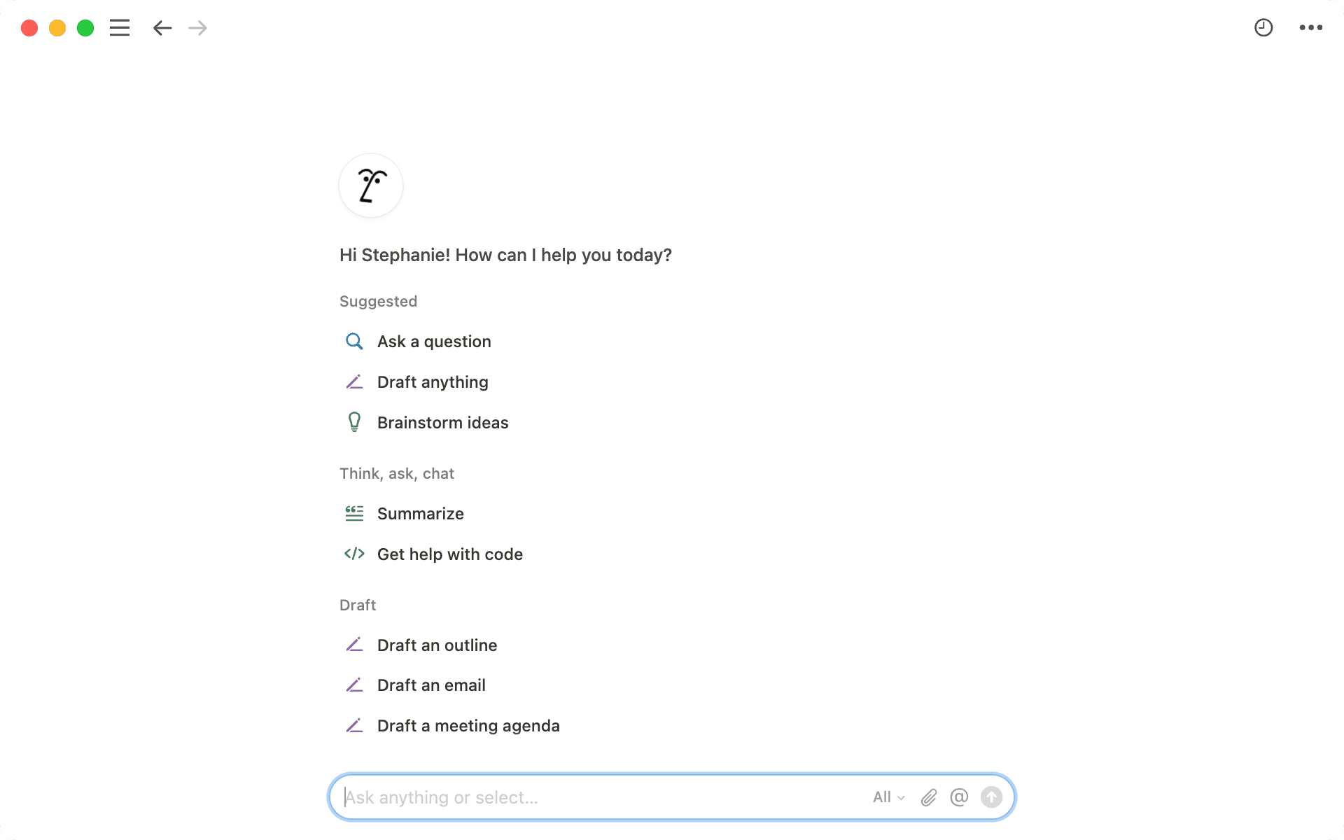 Visualização do redator da IA do Notion