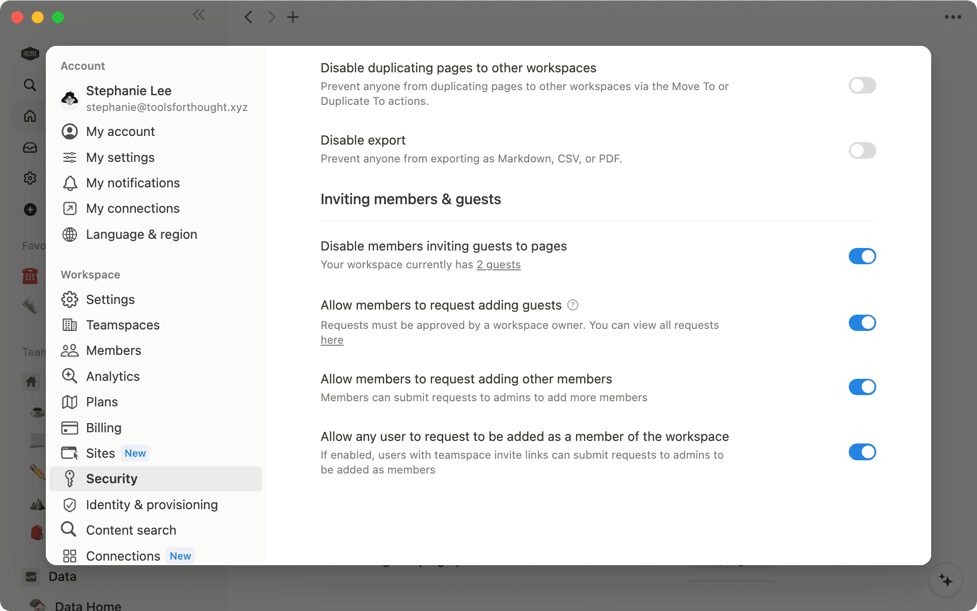 Os proprietários de espaços de trabalho podem decidir com segurança quem pode adicionar convidados e como.
