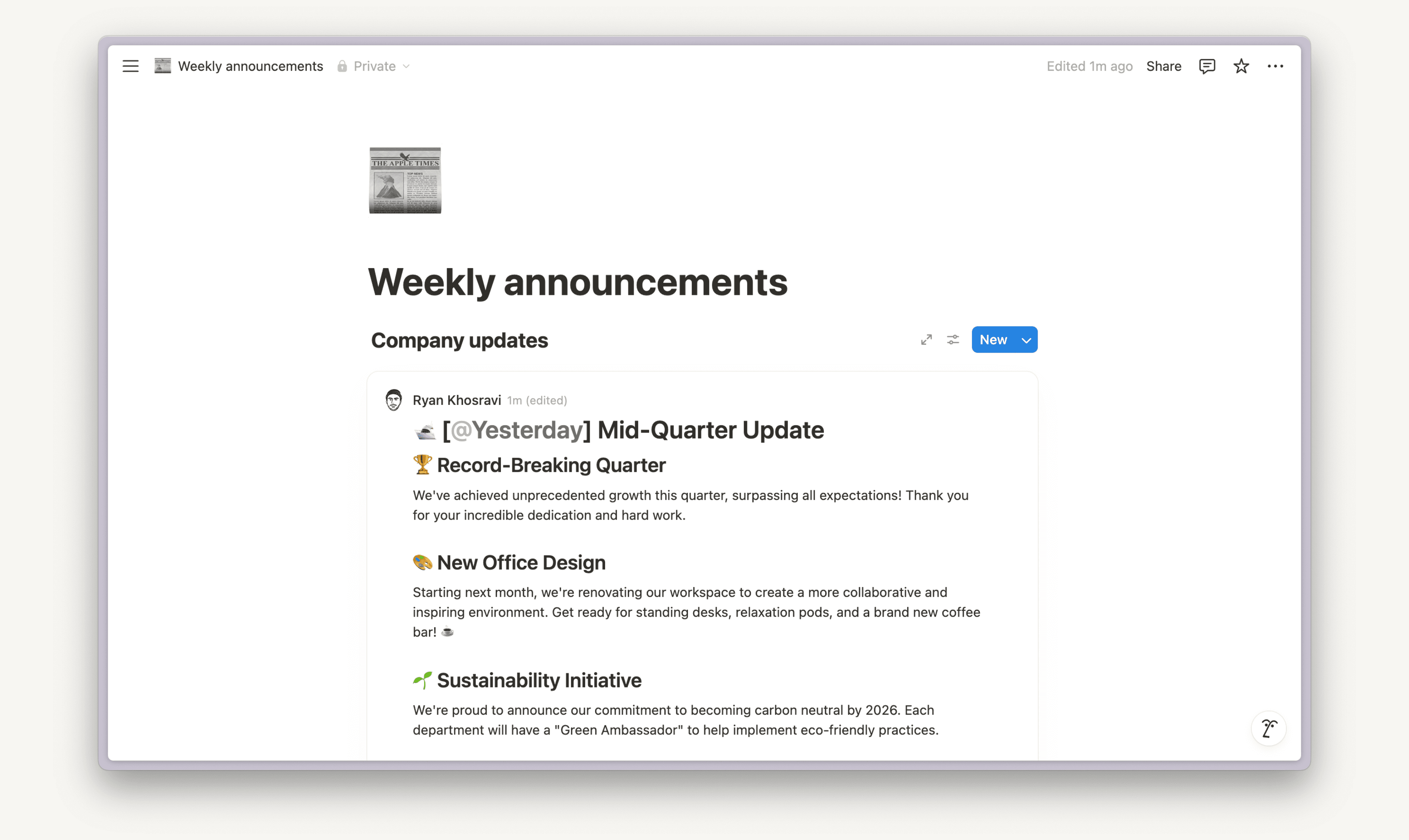 CA: Exemplo de visualização de feed