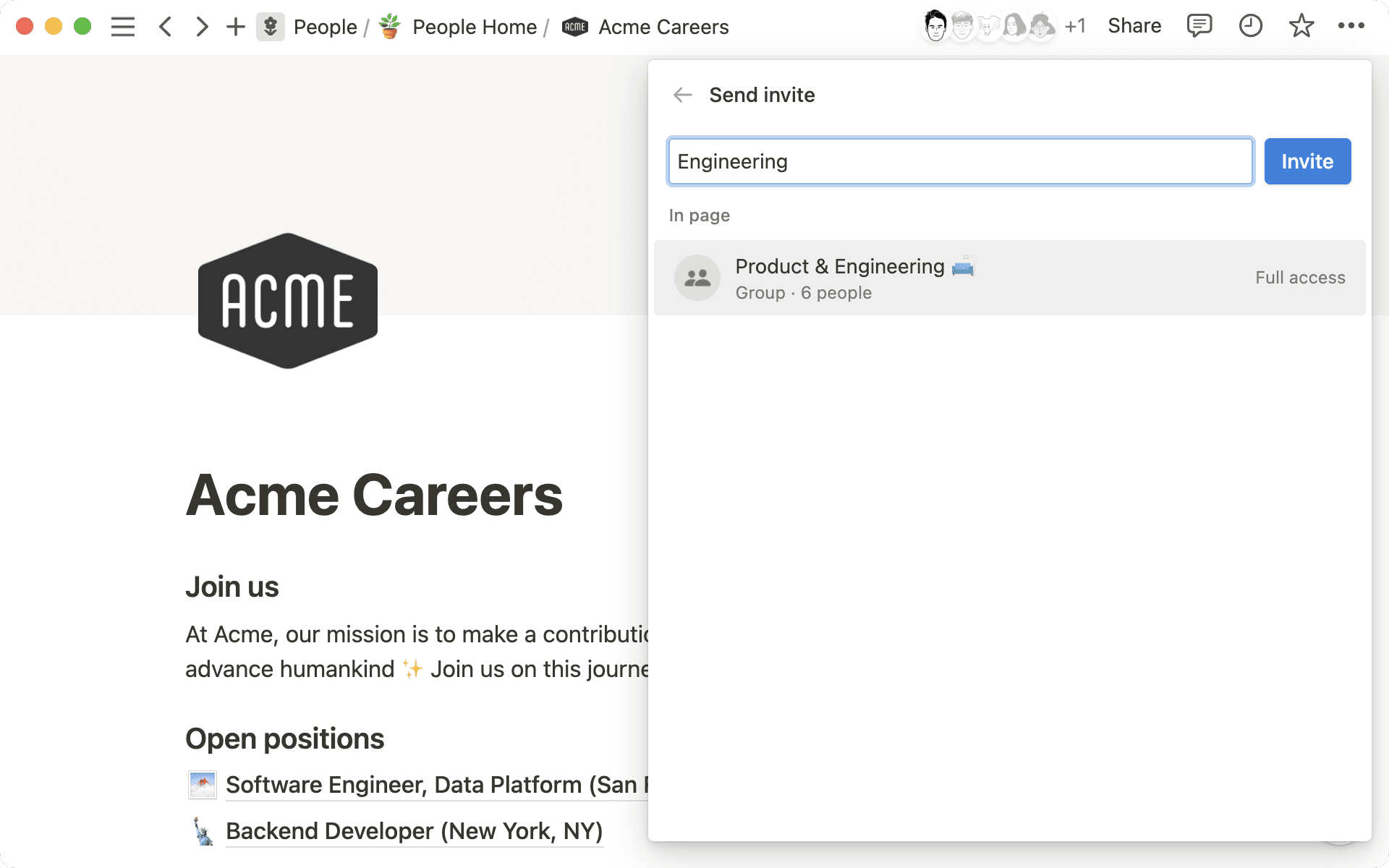 Compartilhamento e permissões - compartilhar com o grupo