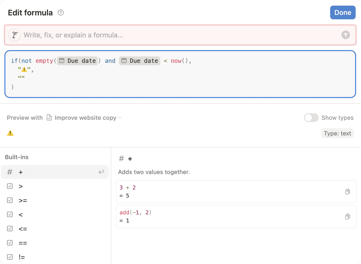 hc: ia do notion em fórmulas