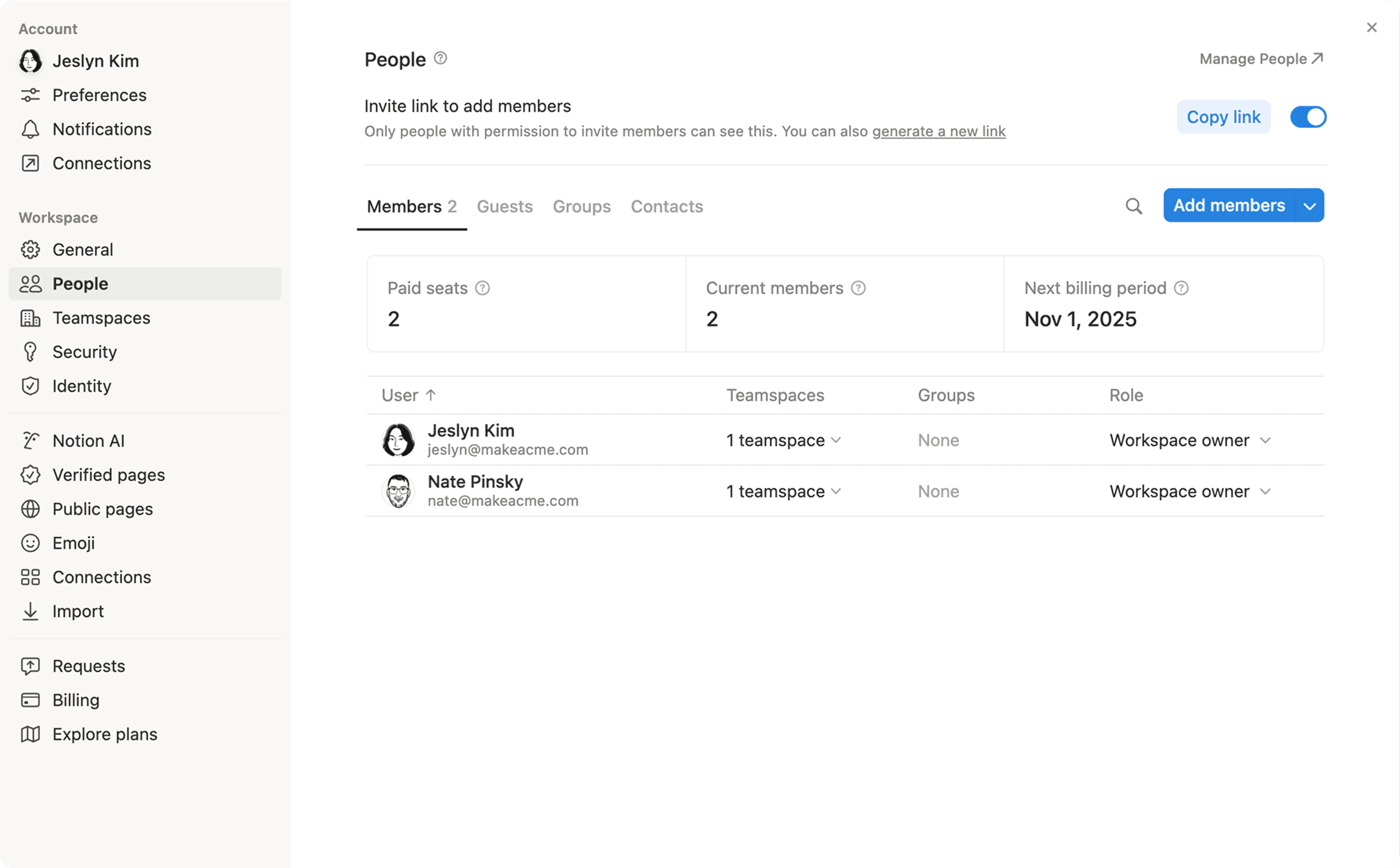 ca: gerenciar vagas pagas e membros