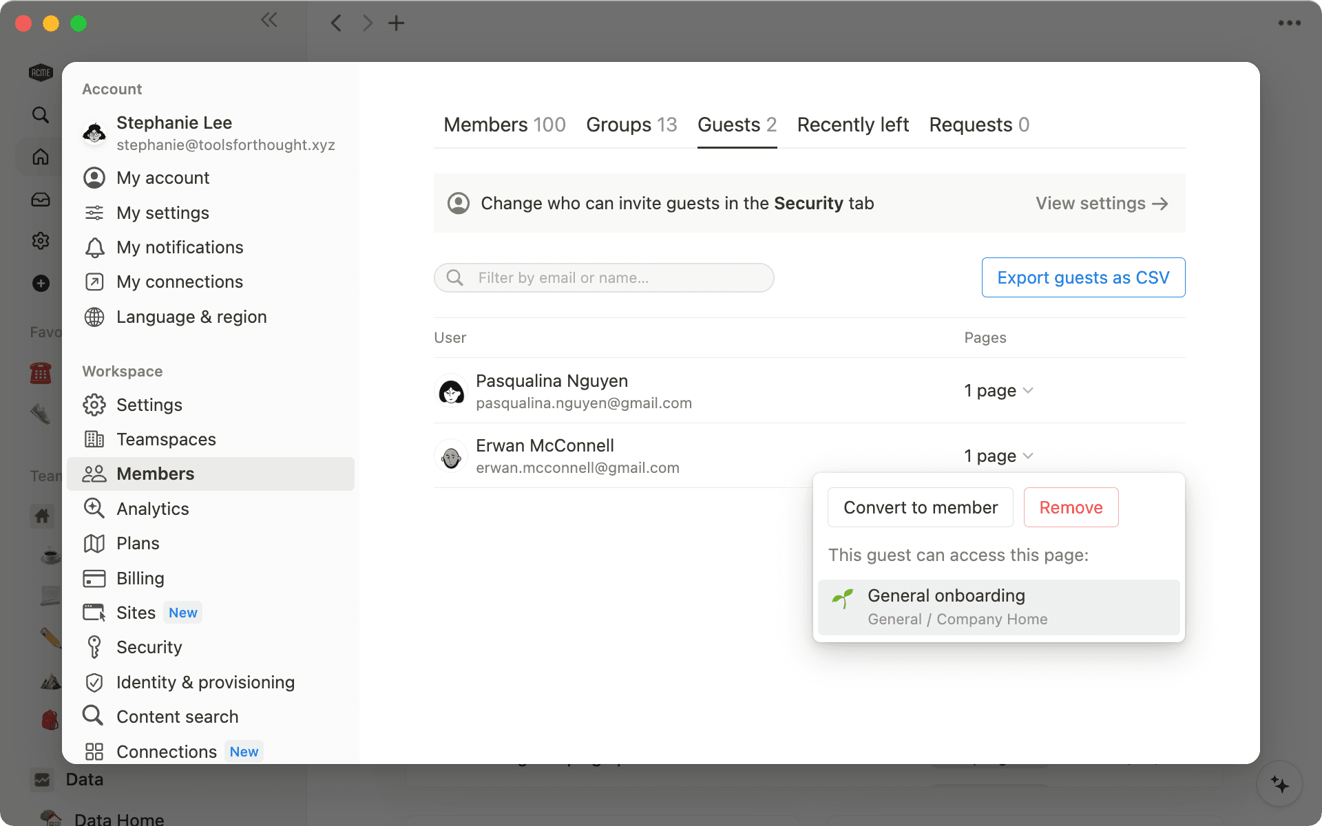 Imagem principal de membros vs. convidados