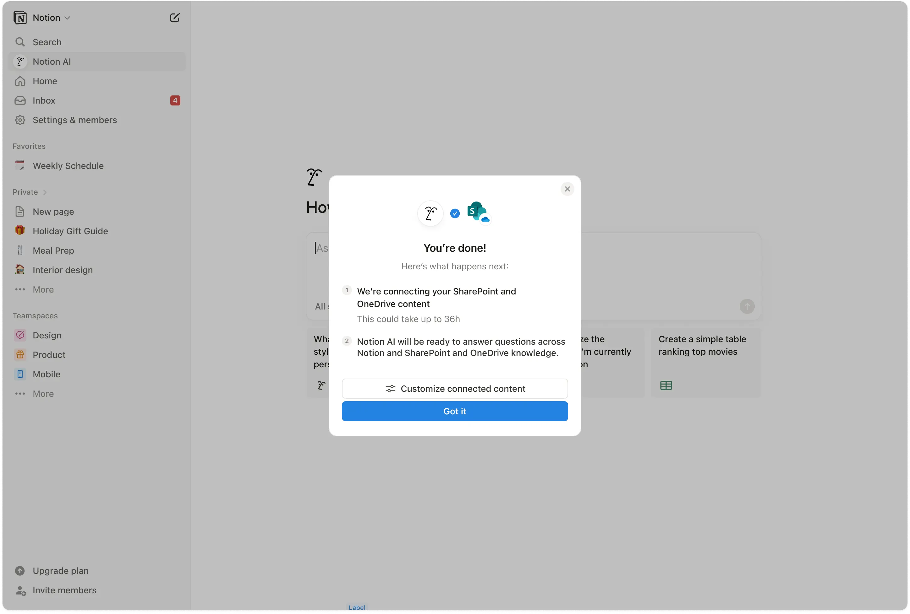 CA: Sharepoint e OneDrive concluídos