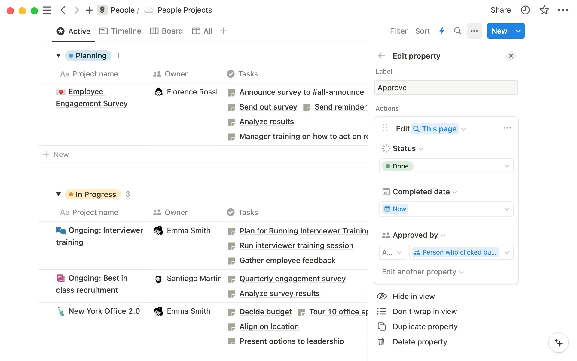 Edite a propriedade do botão para adicionar todas as etapas necessárias.