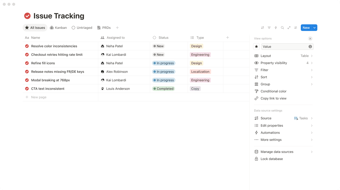Check-list de lançamento
