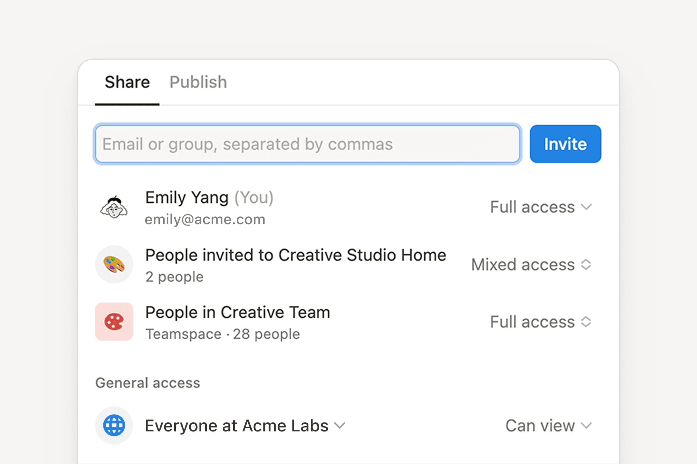 acesso de compartilhamento