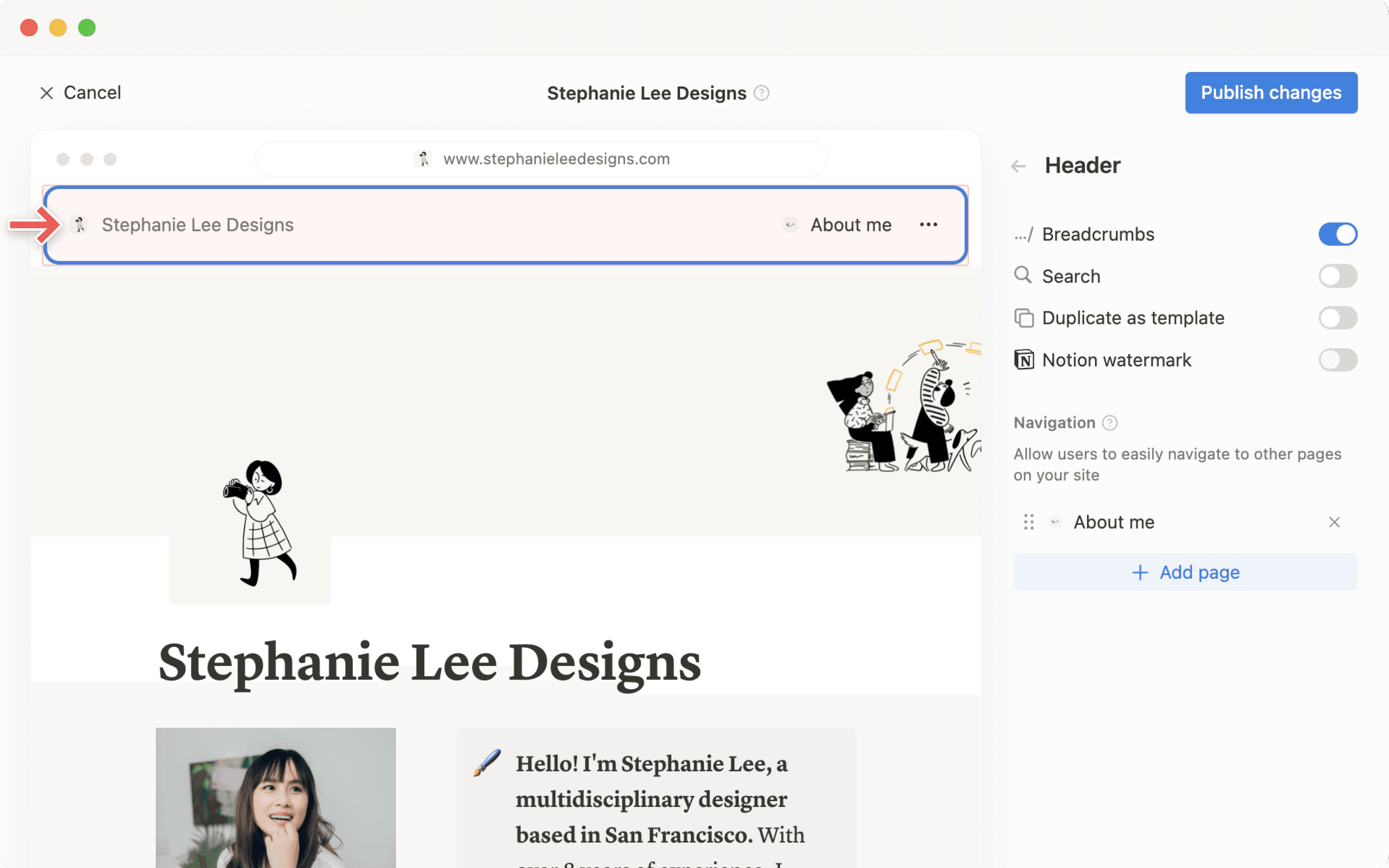 hc: personalizar cabeçalho do site