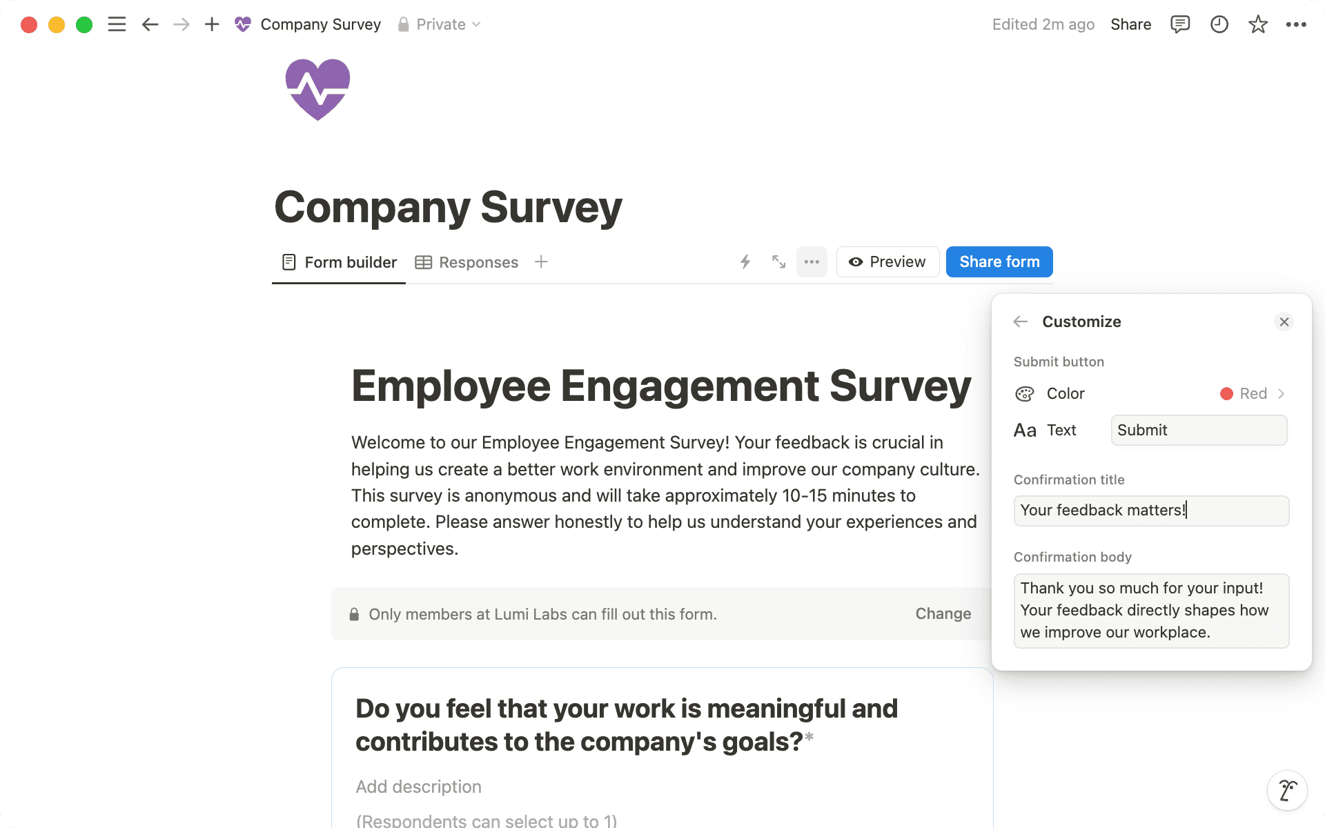 Personalize o botão de envio e mensagem, para dar um toque mais personalizado