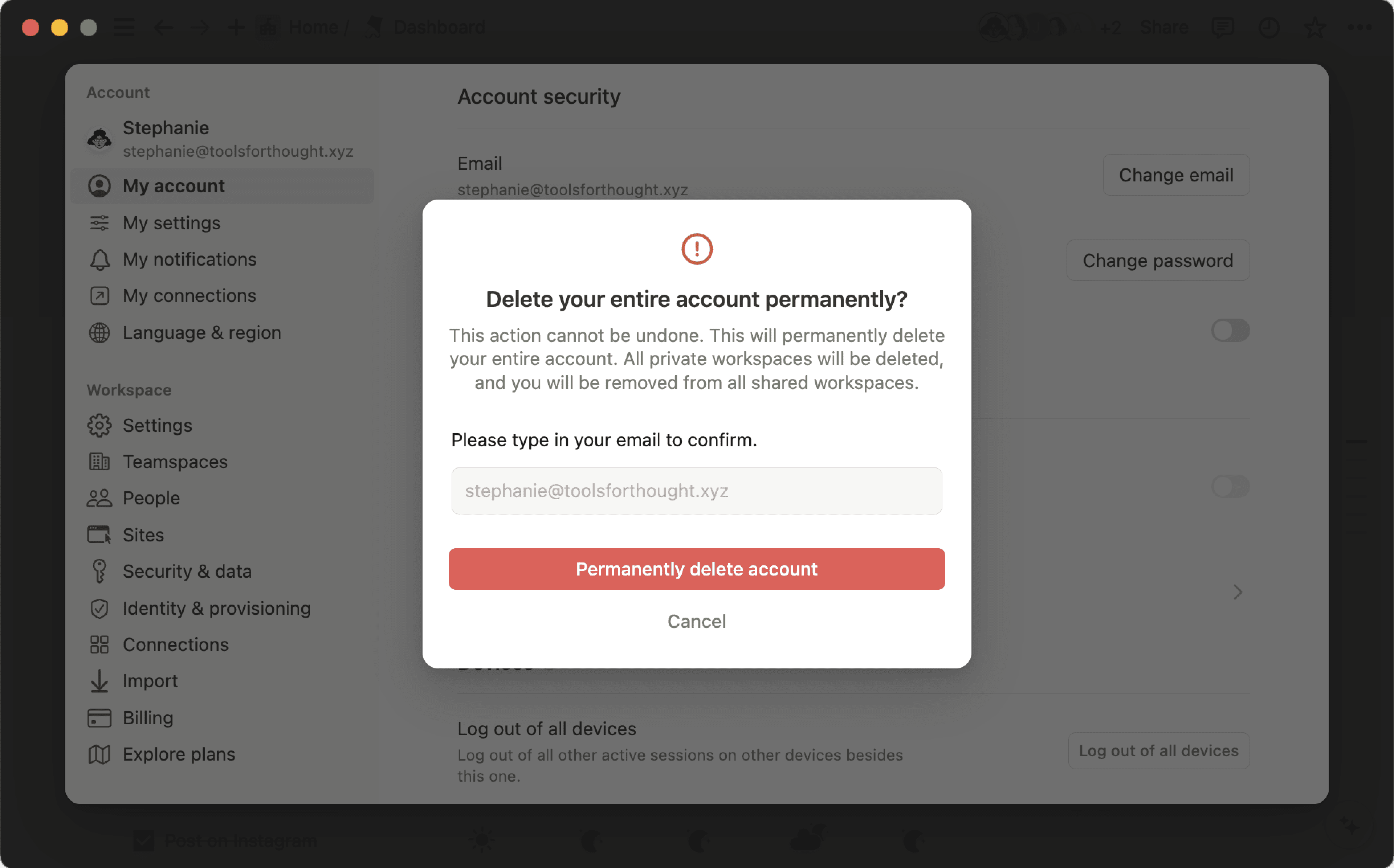 Excluir minha conta - excluir conta
